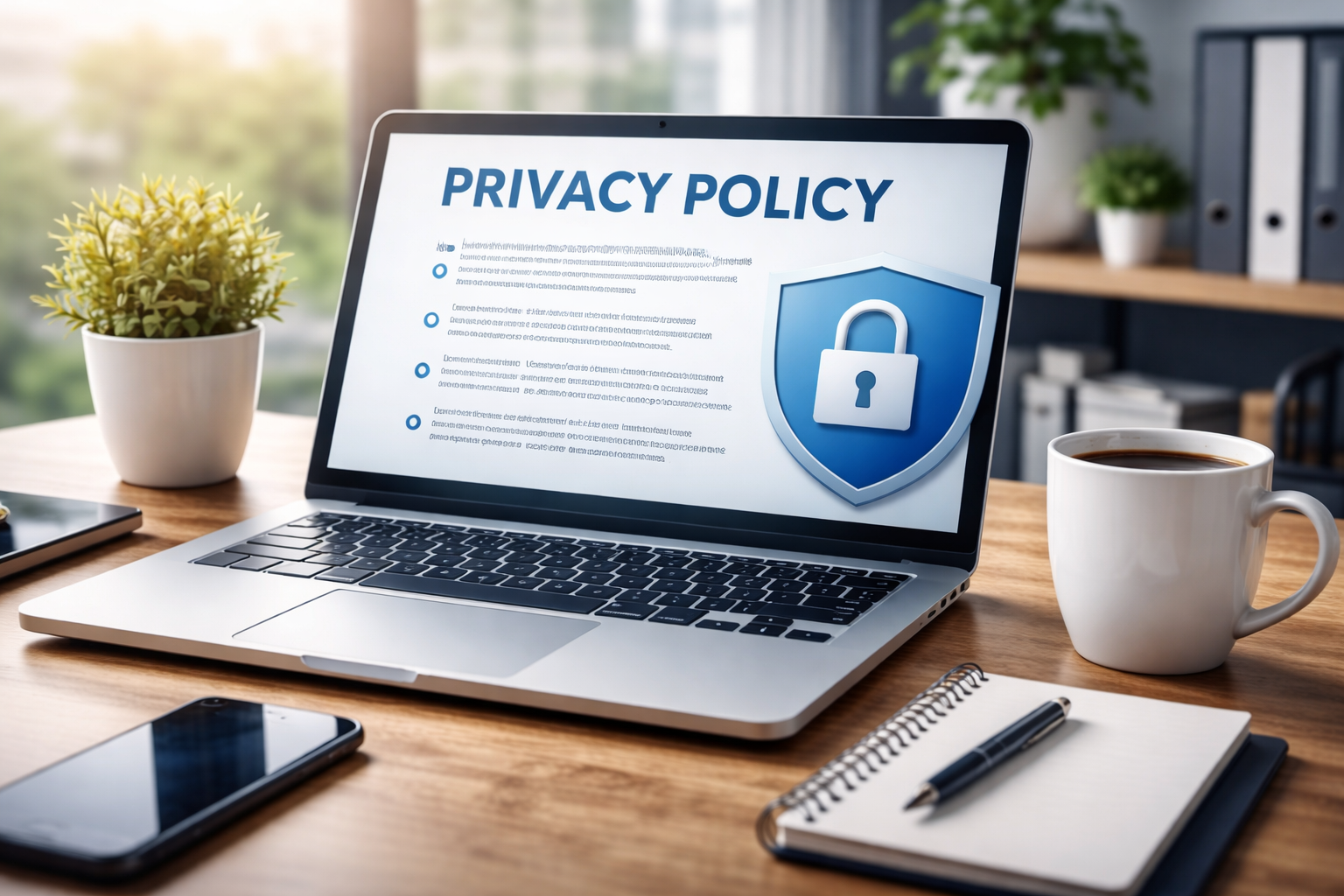 WordPress Place privacy policy and website data protection visual